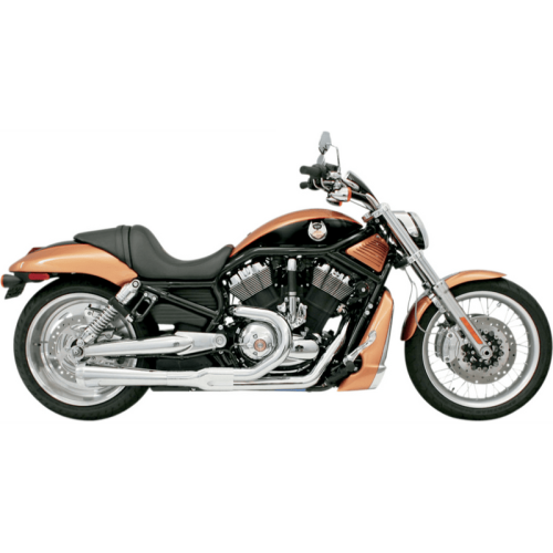 PartzBiz HD: 3492560-Bassani Road Rage 2-into-1 Exhaust Pipe Short Chrome Megaphone 4” Harley V-Rod