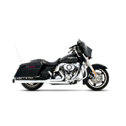 PartzBiz HD 200-0104 - Rinehart Chrome 2-in-1 Pipe Black Tip Header 1998-2008 ท่อไอเสีย Harley Touring