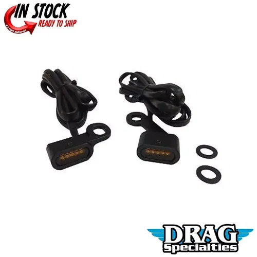 PartzBiz HD: 3460455-Black LED Handlebar Mirror Marker Lights Amber Lens 04-20 Sportster Harley