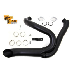 PartzBiz HD 30-0769 - Black Wyatt Gatling 2 เป็น 1 Exhaust Lake Pipe Header Kit Harley Chopper 18mm O2