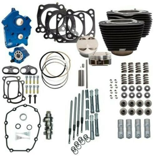 PartzBiz HD: 3462493-S&S 114” 128” Oil Cooled Power Package Chain Drive Black Chrome Harley M8 17+ NH