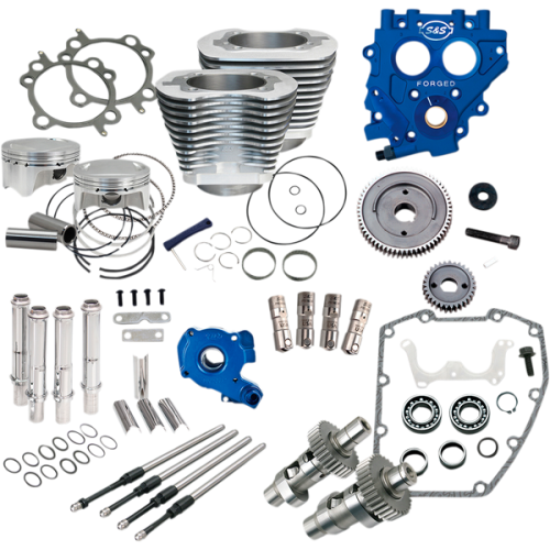 PartzBiz HD: 3465387-S&S 88” to 100” Silver Power Package Gear Drive 585GE Cam Harley Twin Cam 99-06