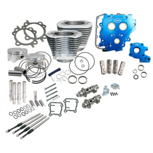 PartzBiz HD: 3465436-S&S 110” Power Package Silver Chain Drive 585CE Cam Engine Harley Twin Cam 07-17