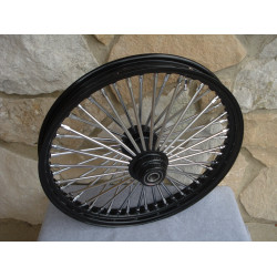 PartzBiz HD 37-534 - 48 King Fat Spoke 21X2.15 ล้อหน้าดุมล้อสีดำ Harley Softail Wide Glide
