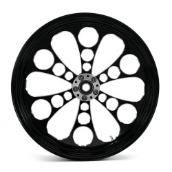 PartzBiz HD 37-642 - Black Kool Kat 23‚” 3.5‚” Billet Mag ขอบล้อหน้า Harley Touring Custom Single