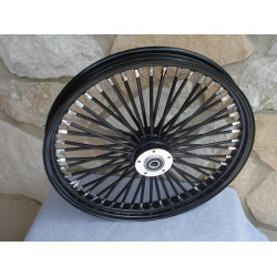 PartzBiz HD 37-733 - 48 King Fat Spoke 21 X 2.15 ล้อหน้า Black-Out Rim Harley Dual Disc Touring
