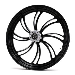 PartzBiz HD 37-822 - Black Vortex 21‚” 3.5‚” Billet Mag ขอบล้อหน้า Harley Custom Single Disc 84-07