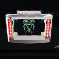 PartzBiz HD 40080 - Ciro LED License Chrome Plate Frame Plug-N-Play Running Light Harley 09+ Trike