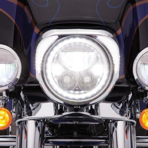 PartzBiz HD: 3479256-Ciro Chrome Fang LED Running Headlight Bezel Plug-n-Play 2014+ Harley Touring PartzBiz HD: 3479256-Ciro Chrome Fang LED Running Headlight Bezel Plug-n-Play 2014+ Harley Touring