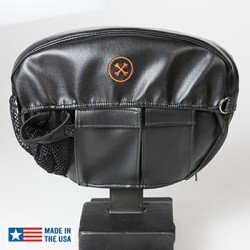 PartzBiz HD 530924 - พนักพิงผู้โดยสารทรงวินเทจ Bone Mountain สีดำ สีส้ม Harley Organizer