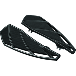 PartzBiz HD 5793 - Kuryakyn Black Phantom ที่วางเท้าด้านคนขับ พื้นไม้ Harley Touring Softail 83+