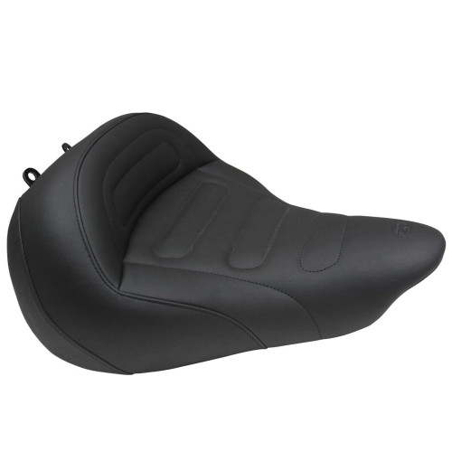 PartzBiz HD: 3451725-Mustang Black Stitch Solo Tour Seat Saddle 13-2017 Harley Softail Breakout FXSB