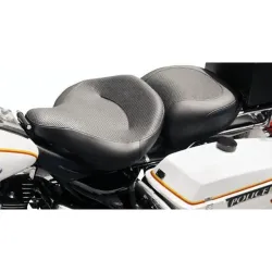 PartzBiz HD 79436 - Mustang Black Rear Police Air Ride Passenger Seat Textured Harley Touring 97+