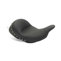 PartzBiz HD 79911 - Mustang LowDown Vintage Solo Seat w Backrest Chrome Studs 09-2019 Harley Touring