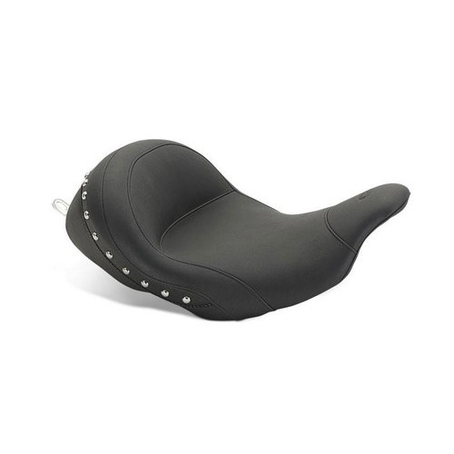 PartzBiz HD: 3451785-Mustang LowDown Vintage Solo Seat w Backrest Chrome Studs 09-2019 Harley Touring