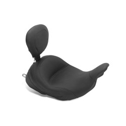 PartzBiz HD 79912 - Mustang LowDown Vintage Solo Seat w/ Backrest Black Studs 09-2017 Harley Touring
