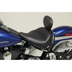 PartzBiz HD 79914 - Mustang Wide Solo Seat Black With Driver Backrest 2005-2017 Harley Deluxe 79914