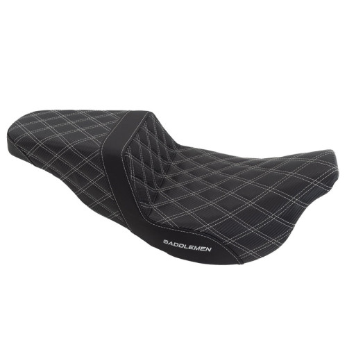 PartzBiz HD: 3475049-Saddlemen Silver Lattice Stitch Carbon Fiber Gripper Step Up Seat Harley Touring PartzBiz HD: 3475049-Saddlemen Silver Lattice Stitch Carbon Fiber Gripper Step Up Seat Harley Touring