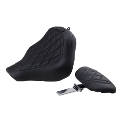 PartzBiz HD 83034 - Mustang Black Wide Tripper พนักพิงคนขับ Diamond Seat Harley Softail FXBB 18+