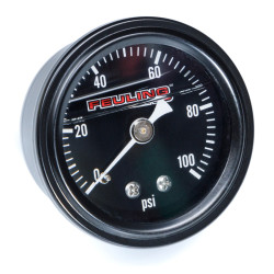 PartzBiz HD 9043 - Feuling 1.5‚” แรงดันน้ำมันหน้าดำ 0-100 เกจ 1/8‚” NPT Male Back Port Harley