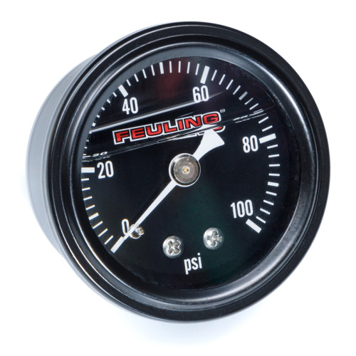 PartzBiz HD: 3485153-Feuling 1.5‚” แรงดันน้ำมันหน้าดำ 0-100 เกจ 1/8‚” NPT Male Back Port Harley