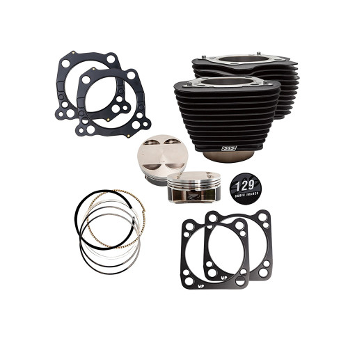 PartzBiz HD: 3479059-S&S M8 Big Bore 129” Black Cylinders 4.375 Stroke Pistons Top End Kit Harley 17+