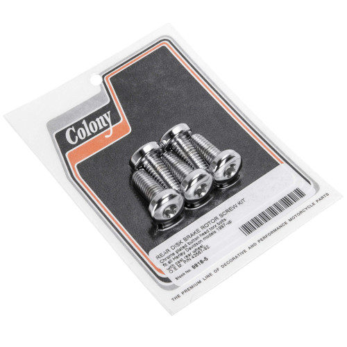 PartzBiz HD: 3446953-Colony 5 New Chrome Rear Disk Brake Rotor Bolts Set Harley Chopper Bobber Custom