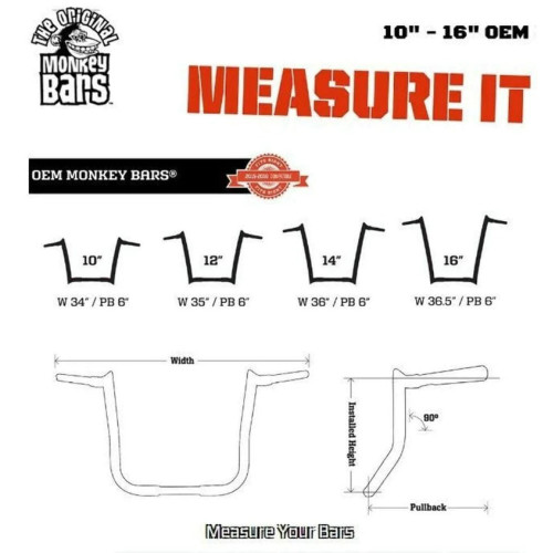 PartzBiz HD: 3458472-Paul Yaffe Black 12 OEM Monkey Ape Bar Handlebars Harley Touring Road King Glide