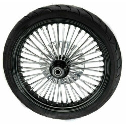 PartzBiz HD ACM2135BLKRMHBSD-BW-PACKAGE - 21 x 3.5 สีดำ 46 Fat King Spoke Front Single Disc Wheel Rim แพคเกจ BW Harley