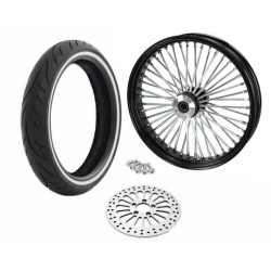 PartzBiz HD ACM2135BLKRMHBSD-WW-PACKAGE - 21 3.5 สีดำ 46 Fat King Spoke ขอบล้อหน้าแพ็คเกจ WW SD แผ่นดิสก์เดี่ยว Harley
