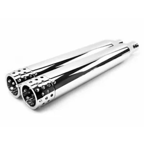 PartzBiz HD: 3442466-4‚” ท่อไอเสียท่อสลิปออน Chrome Swiss Cheese เจาะ Harley Touring 17+