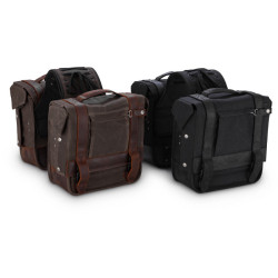 PartzBiz HD B15-1002D - Burly Brand Throw Over Brown Leather Saddlebags Harley Indian Universal Custom