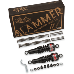 PartzBiz HD B28-1003B - Burly Black Slammer Shocks + ชุดลดสปริงโช๊ค 2006-2014 Harley Dyna FXD