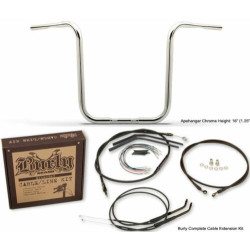 PartzBiz HD B28-315T + 0610-1799 - Burly Gorilla 16‚” Ape Hangers ชุดสายเคเบิลแฮนด์บาร์โครเมียม Harley FXST PartzBiz HD B28-315T + 0610-1799 - Burly Gorilla 16‚” Ape Hangers ชุดสายเคเบิลแฮนด์บาร์โครเมียม Harley FXST