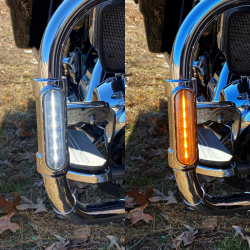 PartzBiz HD CD-CB-AW-BCM-C - Custom Dynamics Chrome LED Amber White Engine Guard Lights 14-Up Harley Touring best new turn signal running light upgrade replacement custom chopper bagger motorcycle PartzBiz HD CD-CB-AW-BCM-C - Custom Dynamics Chrome LED Amber White Engine Guard Lights 14-Up Harley Touring best new turn signal running light upgrade replacement custom chopper bagger motorcycle