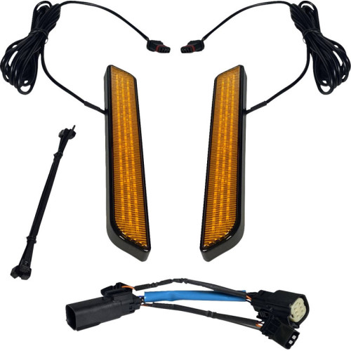 PartzBiz HD: -Custom Dynamics LED Front Fork Lightz Amber Lens Black Universal 12V CD-FORK-UNV-SB 2040-2665 20402665 motorcycle cafe bobber project honda yamaha kawasaki suzuki  electra road street glide king tri trike touring best for buy