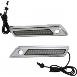 PartzBiz HD CD-SBL-BCM-SC - Custom Dynamics Saddlebag Latch ไฟ LED สำเนียงควัน Chrome Harley Touring 14+