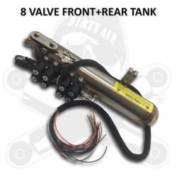 PartzBiz HD DA-SST8VM - ถังสแตนเลสสกปรกอากาศด้านหลังด้านหน้า 200psi 8 ท่อร่วมวาล์ว Harley Touring