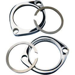 PartzBiz HD DS-203097 - Drag Specialties ชุดติดตั้งหน้าแปลนท่อไอเสีย Chrome หน้าแปลนคู่ C-Clips Harley