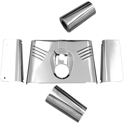 PartzBiz HD: 3465038-Drag Specialties 5 Piece Fork Tins Ribbed Chrome Cover Harley 86-17 FLST Softail PartzBiz HD: 3465038-Drag Specialties 5 Piece Fork Tins Ribbed Chrome Cover Harley 86-17 FLST Softail