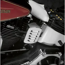 PartzBiz HD DS-376610 - Drag Specialties ฝาครอบคอยล์ Chrome Louvered 1965-99 Harley Softail Dyna