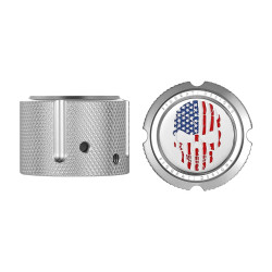 PartzBiz HD FD24-FAC-SS - ฝาครอบน๊อตเพลาหน้าสแตนเลส แดง/ขาว/น้ำเงิน ชุดหัวกระโหลก Harley 25mm PartzBiz HD FD24-FAC-SS - ฝาครอบน๊อตเพลาหน้าสแตนเลส แดง/ขาว/น้ำเงิน ชุดหัวกระโหลก Harley 25mm