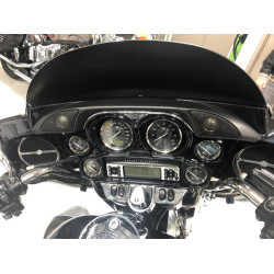 PartzBiz HD HF-1 - Hogtunes สีดำ Chrome Hog Pod ภายใน Fairing Dash Trim ทวีตเตอร์ชุด Harley Batwing