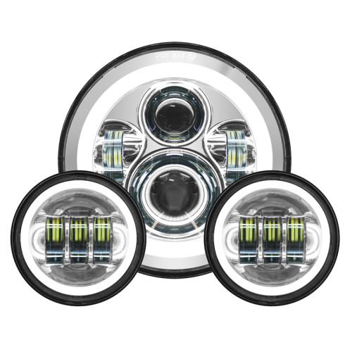 PartzBiz HD: 3486371-Hogworkz 7” White Halomaker LED Head Light Lamp Chrome Harley Touring Softail