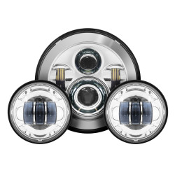 PartzBiz HD HW195001-HW195203 - Hogworkz 7‚” ไฟหน้า LED Daymaker สีขาว ไฟเสริมโครเมียม Harley Touring