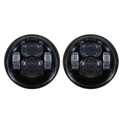 PartzBiz HD HW195208 - Hogworkz Black LED 4.65″ Blackout ไฟหน้าไฟหน้า Harley Dyna Fat Bob 08-17