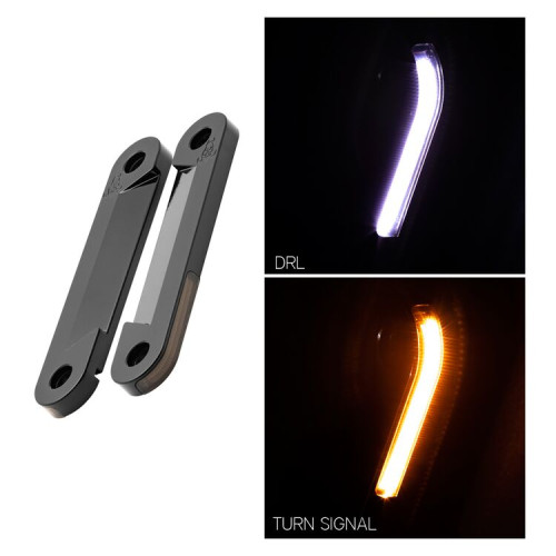PartzBiz HD: 3487587-Hogworkz LED Billet Fork DRL Turn Signals Lights Chrome CNC Harley Touring 1994+