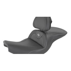 PartzBiz HD I14-07-185BR - Saddlemen Black Carbon Fiber Road Sofa Seat 2 Up Backrest Indian Touring 14-20