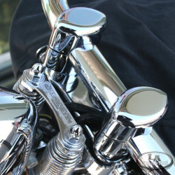 PartzBiz HD LA-7410-02 - 1.5‚” 1‚” ตัวยกแฮนด์บาร์แบบสปริง OEM โครเมียม Harley Chopper Bobber FXSTS FLSTS