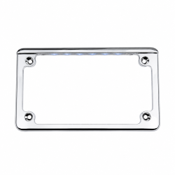 PartzBiz HD LPF-HRZ-C-LP - Custom Dynamics Chrome Flat Horizonal Motorcycle Plate Frame w/ LED Illumination LPF-HRZ-C-LP